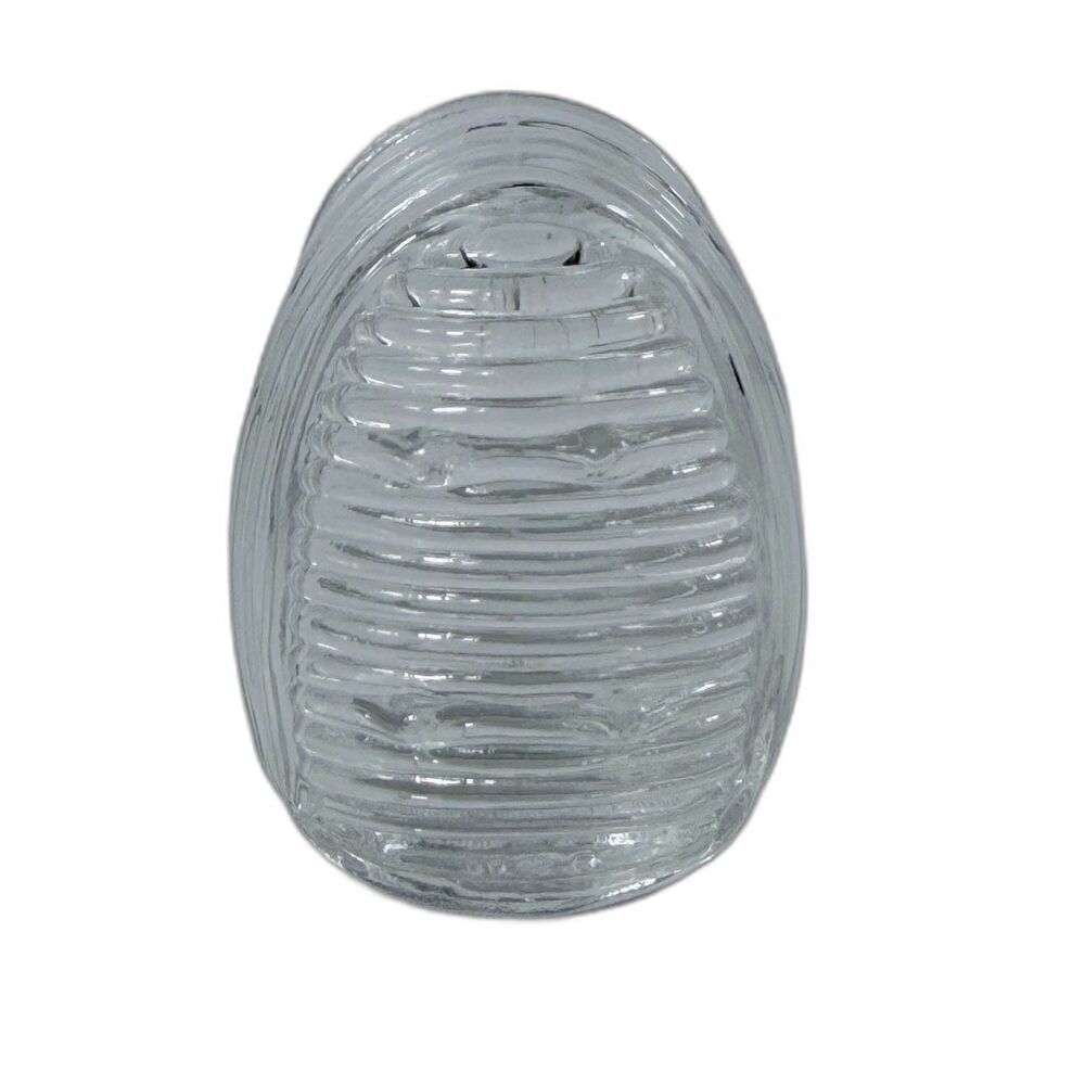 Vtg Antique Ribbed Clear Glass Bird Cage Water Feeder Art Deco Egg USA Hanging